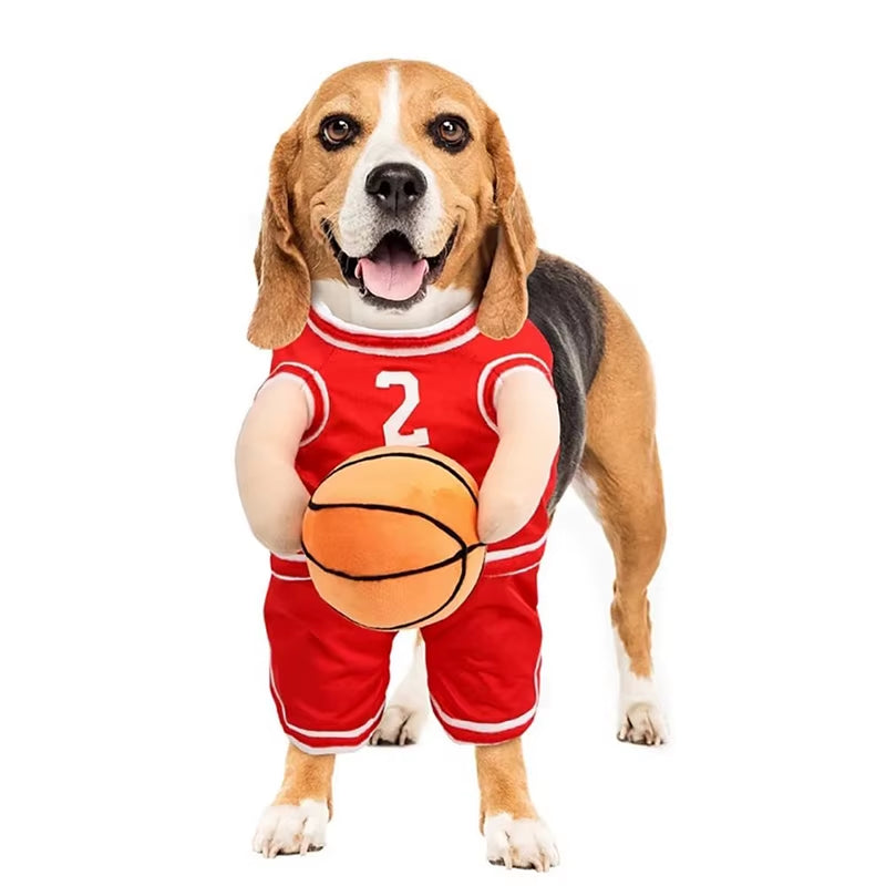 Dog Basketball Costume with Ball - Cotton T-Shirts for Small Dogs and Puppies, Autumn Pet Vests