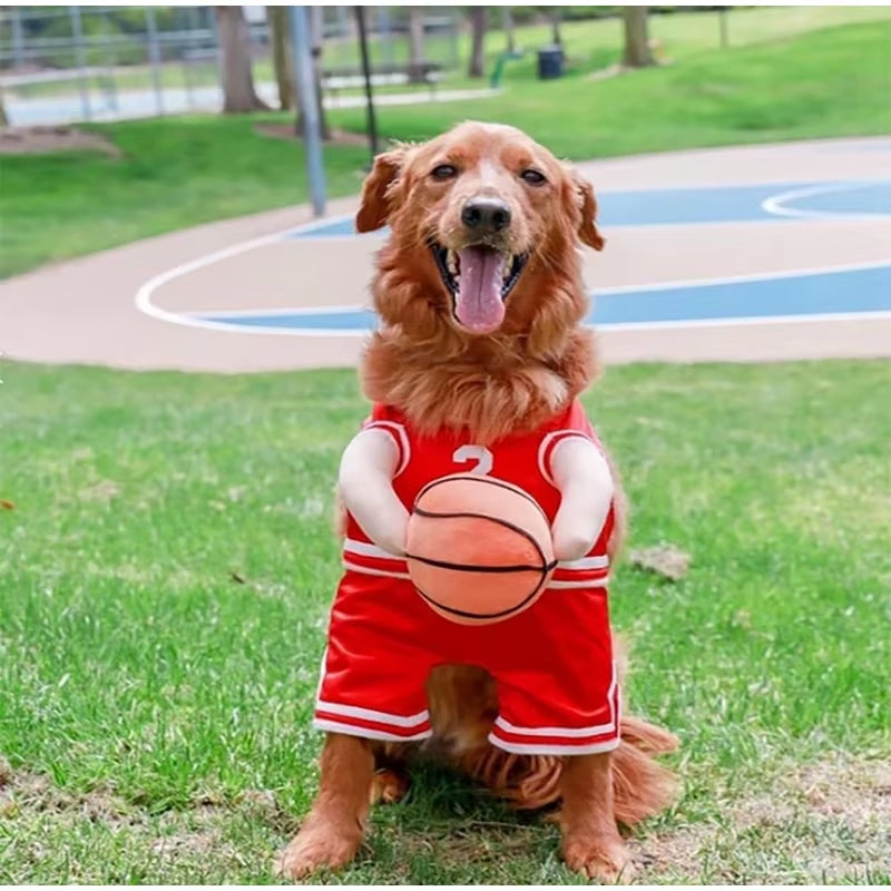 Dog Basketball Costume with Ball - Cotton T-Shirts for Small Dogs and Puppies, Autumn Pet Vests
