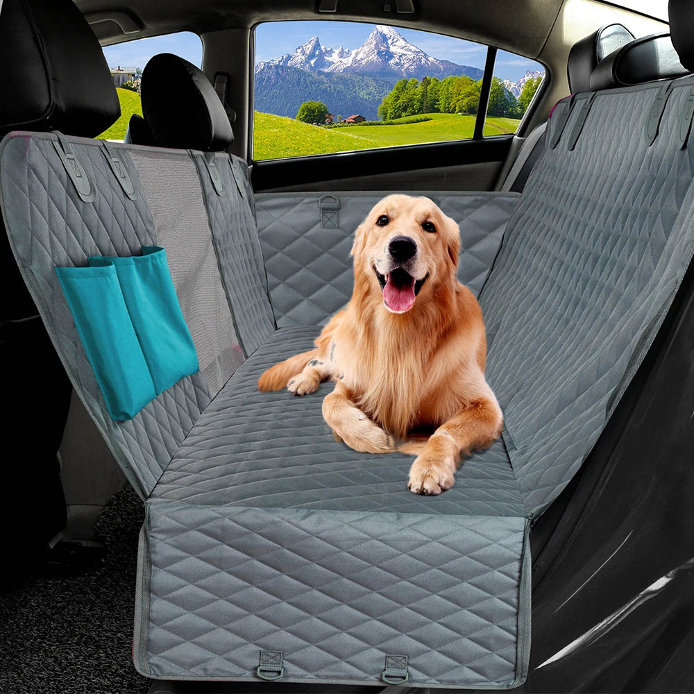 Waterproof Dog Car Seat Cover and Hammock - Pet Travel Carrier and Rear Seat Protector Mat for Safety
