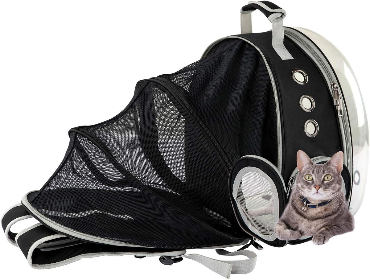 Black Cat and Dog Carrier Backpack - Versatile Pet Travel Bag for Small to Medium Pets, Ideal for Hiking, Walking, and Outdoor Activities