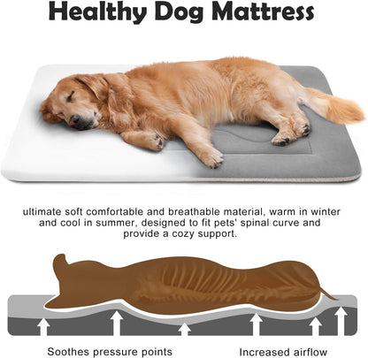 Large Dog Bed with Non-Slip Bottom - Washable Soft Crate Pad Mat (42 in) for Dogs and Cats