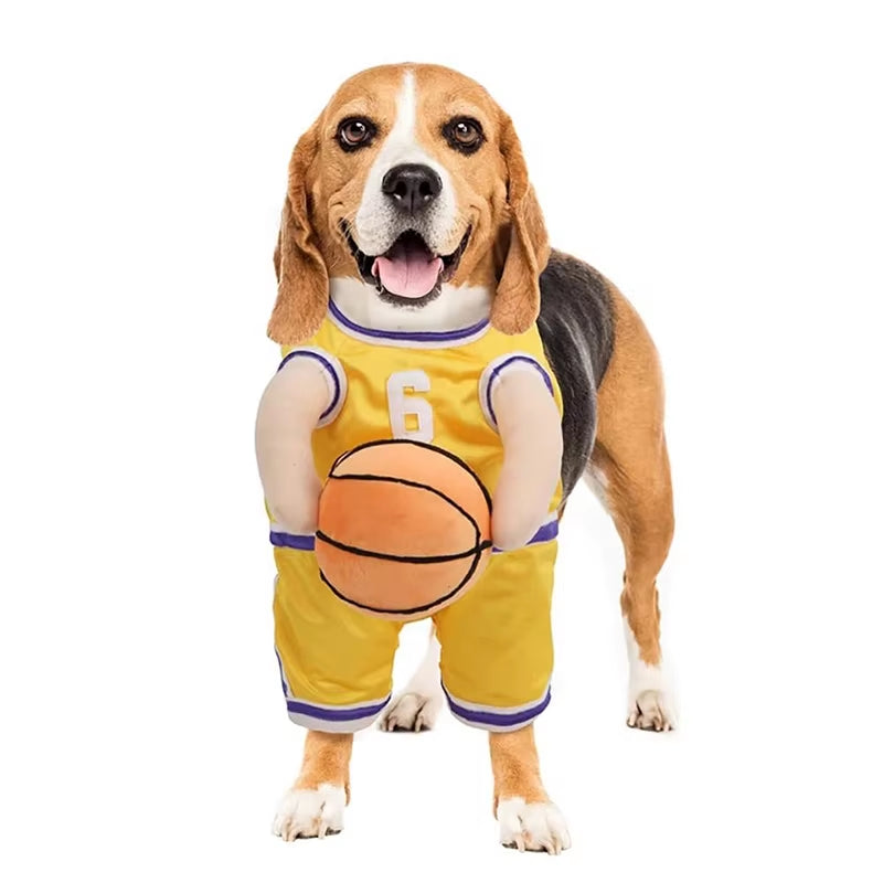 Dog Basketball Costume with Ball - Cotton T-Shirts for Small Dogs and Puppies, Autumn Pet Vests
