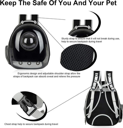 Black Cat and Dog Carrier Backpack - Versatile Pet Travel Bag for Small to Medium Pets, Ideal for Hiking, Walking, and Outdoor Activities