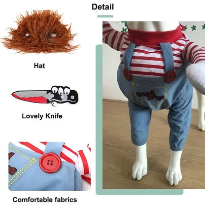 Halloween Pet Costume: Adorable Pumpkin Lantern Transformation Outfit for Dogs and Cats with Two-Legged Design and Cute Pumpkin Hat