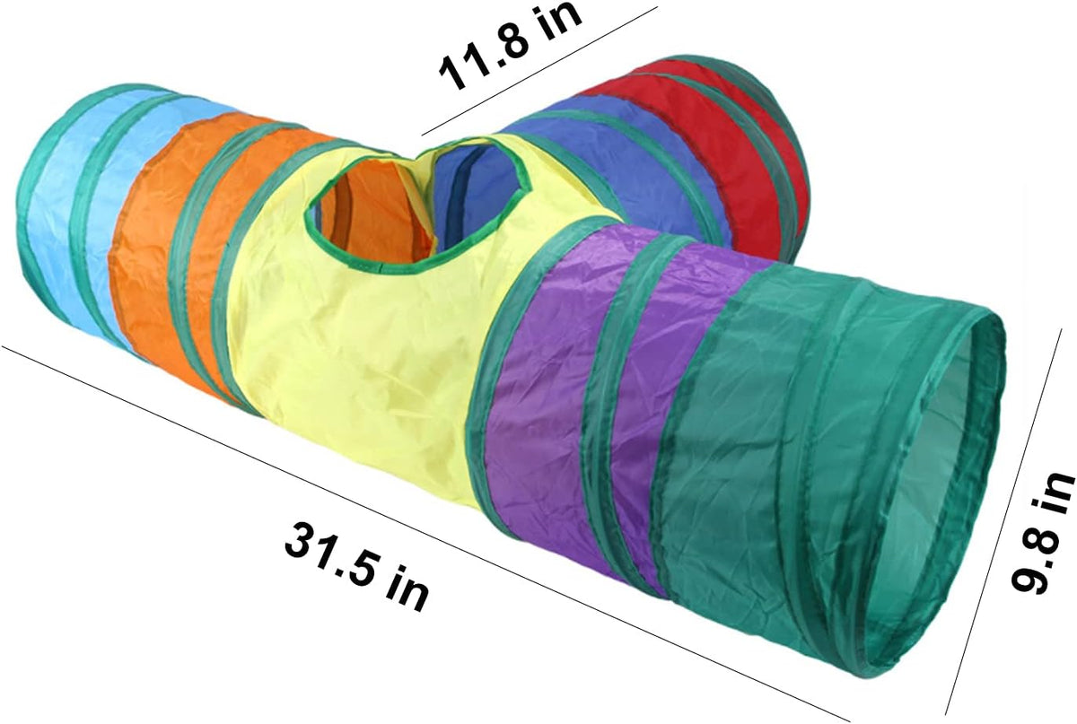 32-Piece Interactive Cat Toy Set Featuring Foldable Rainbow Tunnel, Teaser Wand, Plush Mouse, Crinkle Balls, and Bell for Puppies and Kittens (3-Way)