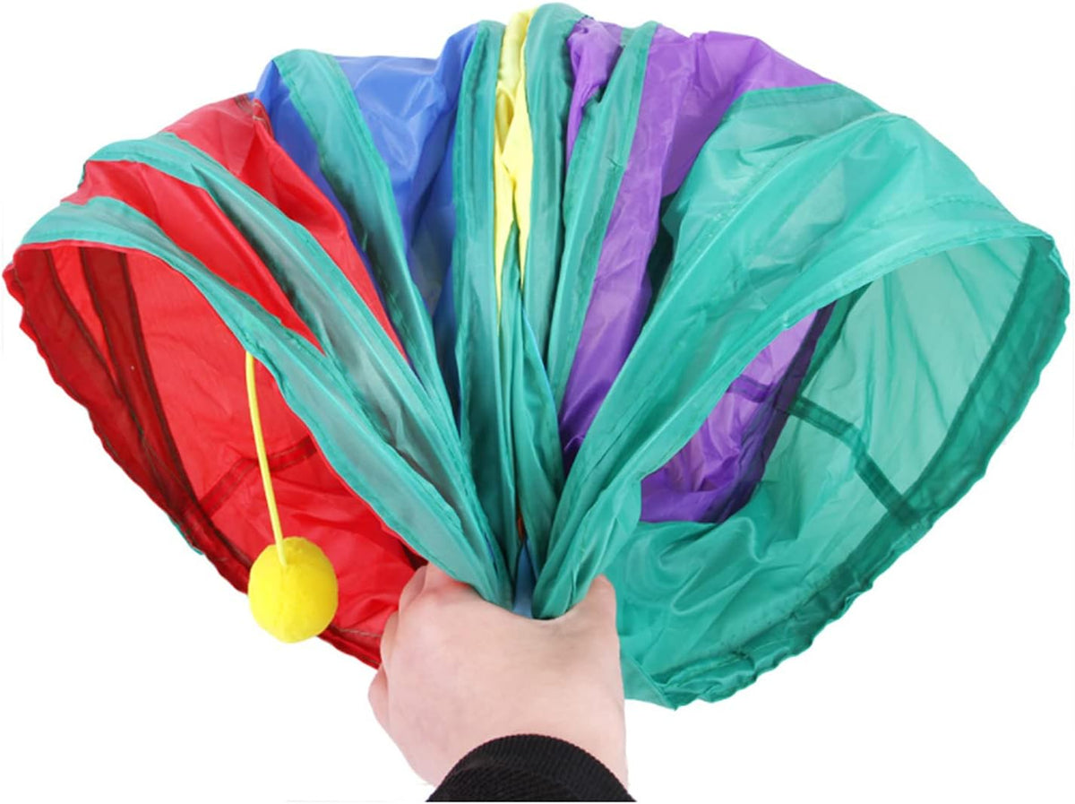 32-Piece Interactive Cat Toy Set Featuring Foldable Rainbow Tunnel, Teaser Wand, Plush Mouse, Crinkle Balls, and Bell for Puppies and Kittens (3-Way)