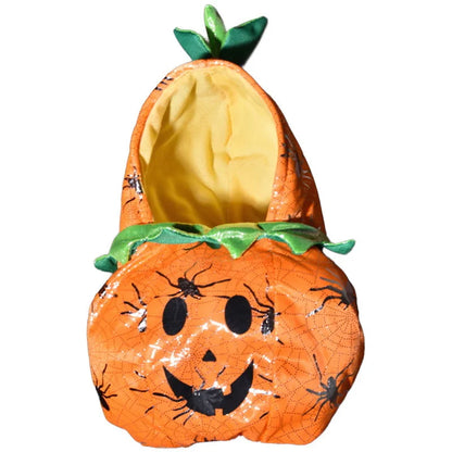 Halloween Pet Costume: Adorable Pumpkin Lantern Transformation Outfit for Dogs and Cats with Two-Legged Design and Cute Pumpkin Hat