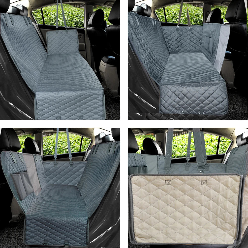 Waterproof Dog Car Seat Cover and Hammock - Pet Travel Carrier and Rear Seat Protector Mat for Safety