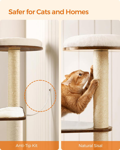 64.6-Inch Multi-Level Cat Tree with Five Scratching Posts