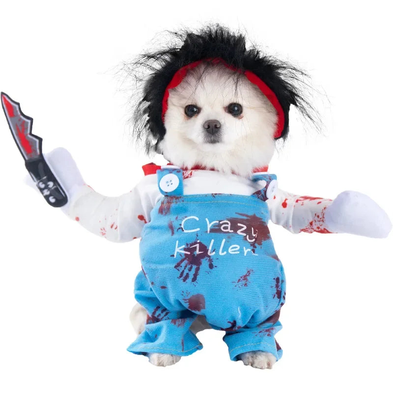 Halloween Pet Costume: Adorable Pumpkin Lantern Transformation Outfit for Dogs and Cats with Two-Legged Design and Cute Pumpkin Hat