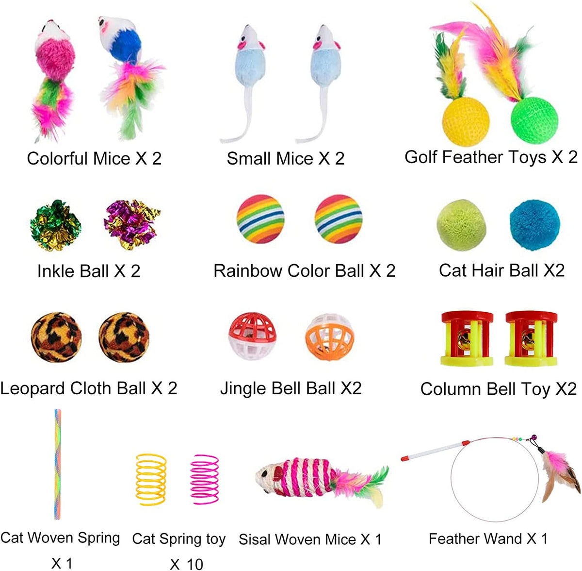 32-Piece Interactive Cat Toy Set Featuring Foldable Rainbow Tunnel, Teaser Wand, Plush Mouse, Crinkle Balls, and Bell for Puppies and Kittens (3-Way)