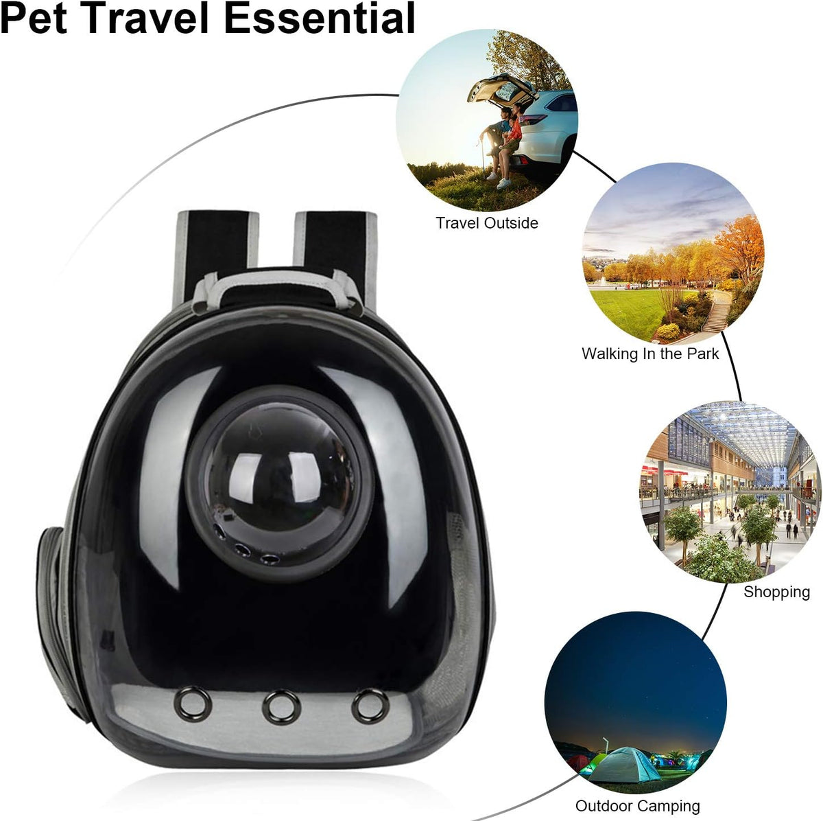Black Cat and Dog Carrier Backpack - Versatile Pet Travel Bag for Small to Medium Pets, Ideal for Hiking, Walking, and Outdoor Activities