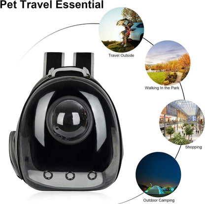 Black Cat and Dog Carrier Backpack - Versatile Pet Travel Bag for Small to Medium Pets, Ideal for Hiking, Walking, and Outdoor Activities