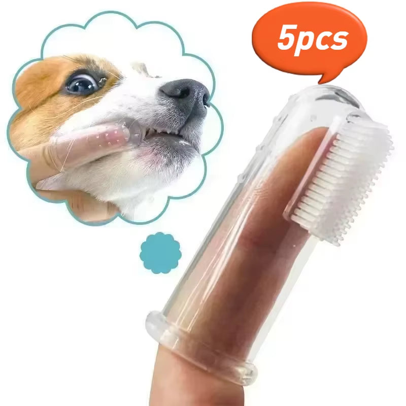 Premium Soft Pet Finger Toothbrush for Dogs - Tartar Control and Bad Breath Care Tool