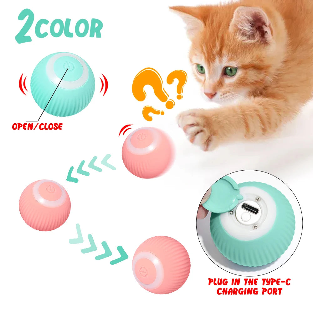 Automatic Interactive Rolling Ball Cat Toy - Self-Moving Electric Toy for Indoor Training and Play