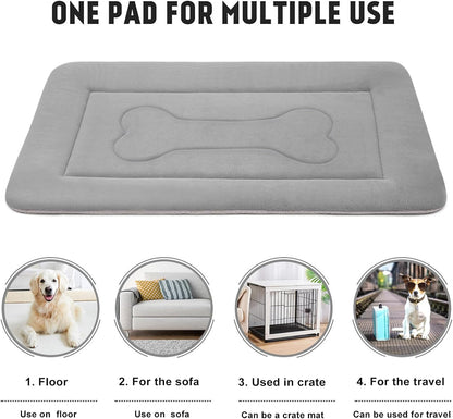 Large Dog Bed with Non-Slip Bottom - Washable Soft Crate Pad Mat (42 in) for Dogs and Cats