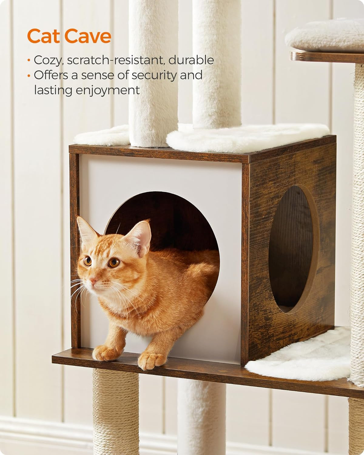 64.6-Inch Multi-Level Cat Tree with Five Scratching Posts